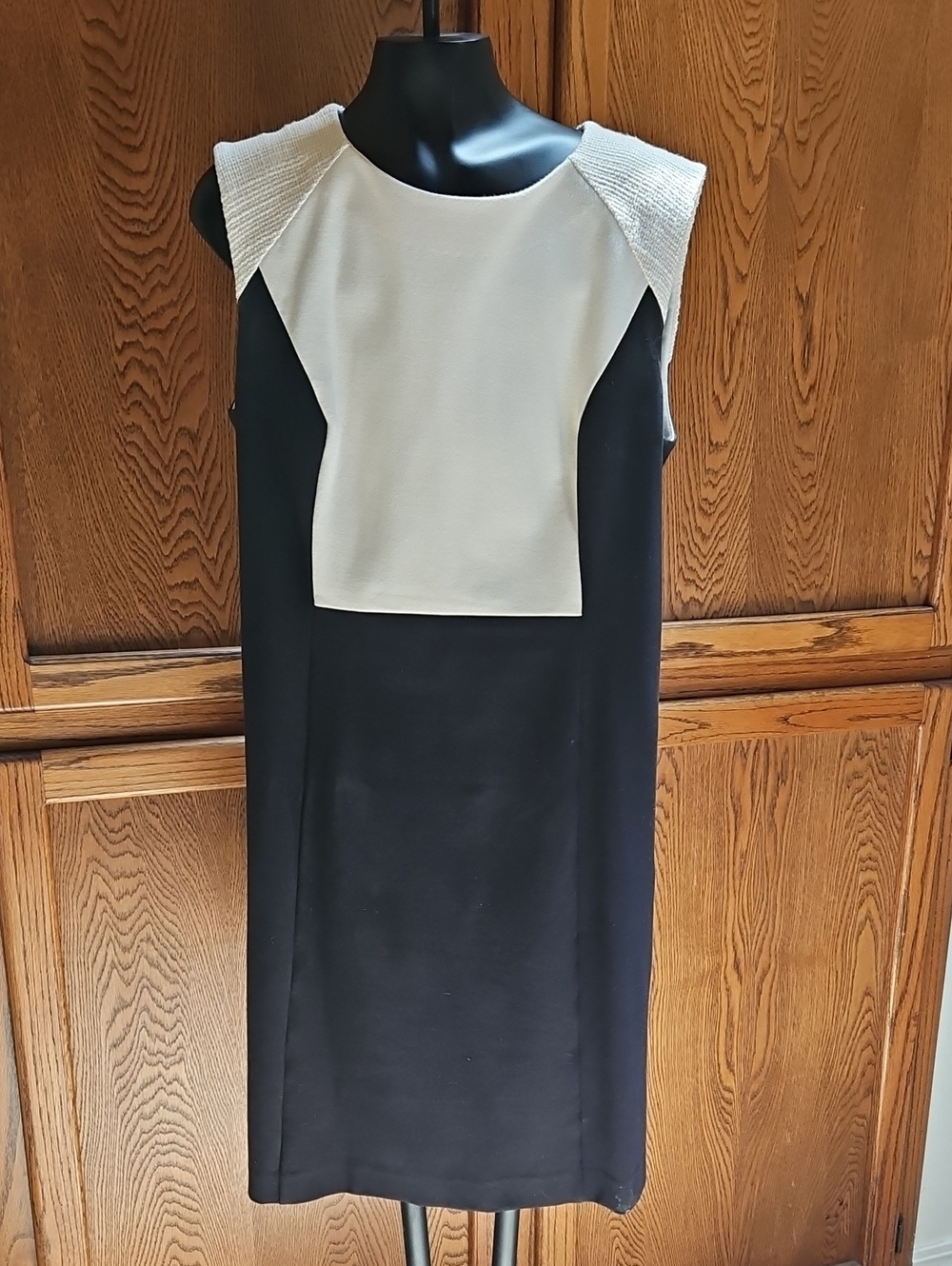DKNYC Black and White Colorblock Sleeveless Sheath Dress - 12